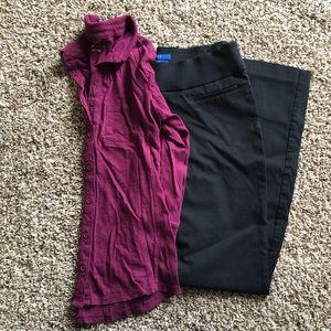Business Casual Button Down Maroon Shirt (Size-S)